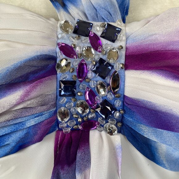 S.L. Fashions 8 multicolored sheer fully lined maxi dress padded embellished - Picture 6 of 16